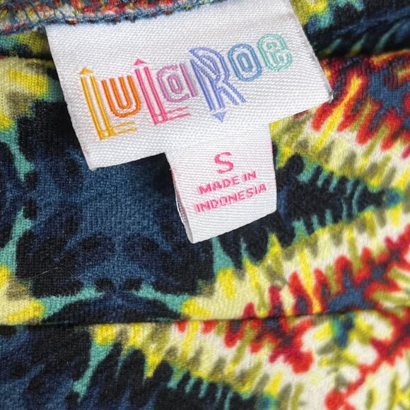 LuLaRoe Cassie Skirt Small Pencil Straight Blue Yellow Tie Dye Stretch - Picture 4 of 7